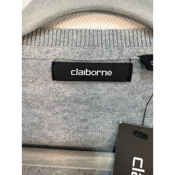 Claiborne Mens V-Neck Sweater XL Grey Argyle - Picture 3 of 8